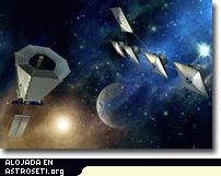 Representación artística de los observatorios de Búsqueda de Planetas Terrestres, que serán capaces de observar directamente y caracterizar otros planetas del tamaño de la Tierra.