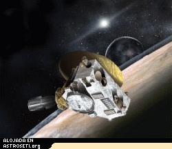 <a href=" http://www.planetary.org/image/new_horizons_Encounter_01_lg.jpg">Click para ampliar</A>
<b>New Horizons</B>
Recreaci�n art�stica de la nave New Horizons en Plut�n y Caronte. Cr�dito: JHUAPL / SwRI 
