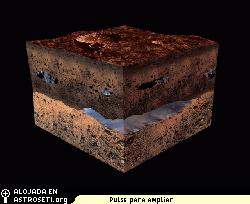 Impresi�n art�stica del agua bajo la superficie marciana. Si existen dichos acu�feros subterr�neos los humanos podr�an explorar y eventualmente colonizar m�s f�cilmente el Planeta Rojo.
Cr�dito: Medialab, ESA
