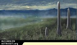 Una interpretaci�n de c�mo pudo ser el aspecto de los Prototaxites a principios del Dev�nico, hace aproximadamente 400 millones de a�os.
Cr�dito: Mary Parrish, Museo Nacional de Historia Natural.