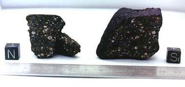 Una porcin del meteorito de asteroide CR2 Grave Nunataks (GRA) 95229, utilizado en este estudio. Crdito: ASU