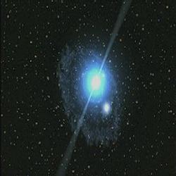 Una composici�n art�stica de una explosi�n de rayos gama. <A HREF= http://science.nasa.gov/headlines/images/backyard/GRB.mov target=_blank>[QuickTime (2.6 MB)]</A>