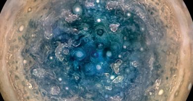 Polo sur de Júpiter desde Juno