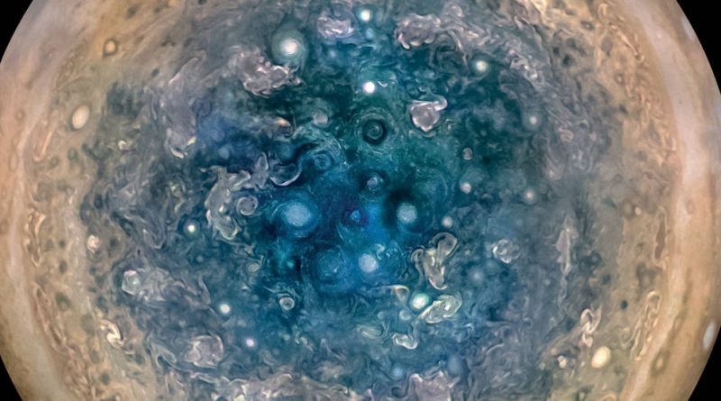 Polo sur de Júpiter desde Juno